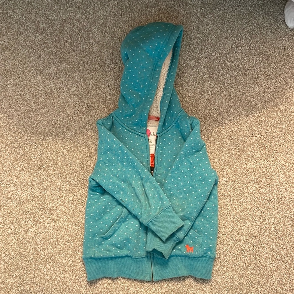 Mini Boden Turquoise Shaggy Lined Jacket